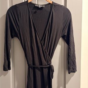 Lulu’s Black Jersey Knit Wrap Maxi Dress - Size S